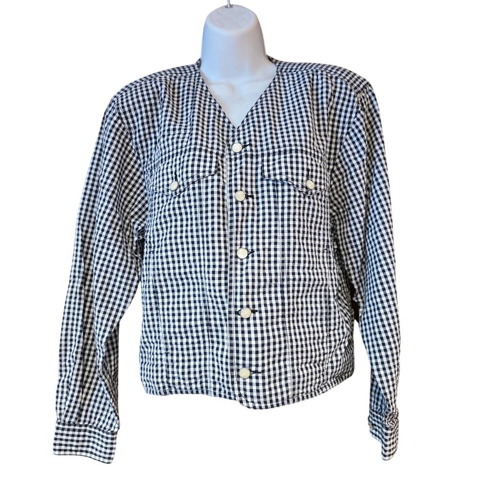 Vintage 90s LizWear black and white gingham button‎ up jacket